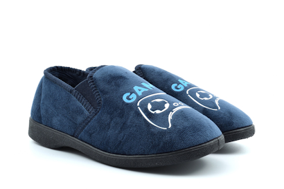 Zedzzz Boys Gamer Twin Gusset Slip On Slippers Navy