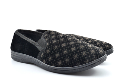 Zedzzz Mens Kevin Twin Gusset Slip On Slippers Black