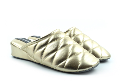 Dunlop Womens Sybil Lightweight Quilted Mule Slippers Gold