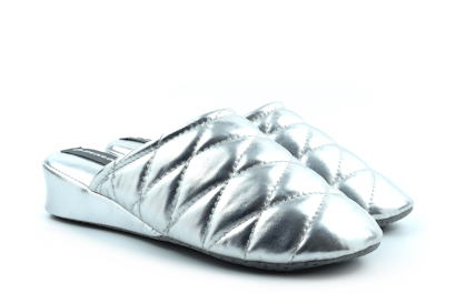 Dunlop Womens Sybil Lightweight Quilted Mule Slippers Silver